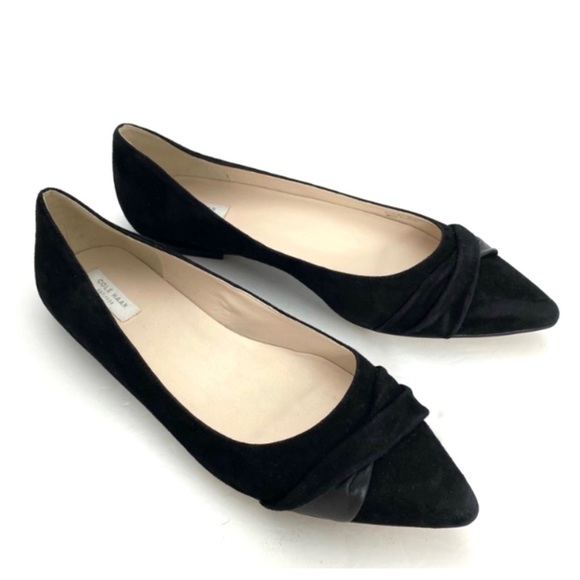 COLE Haan Hadley Suede Pointed Toe Flats in Black Size 8M - Picture 2 of 11